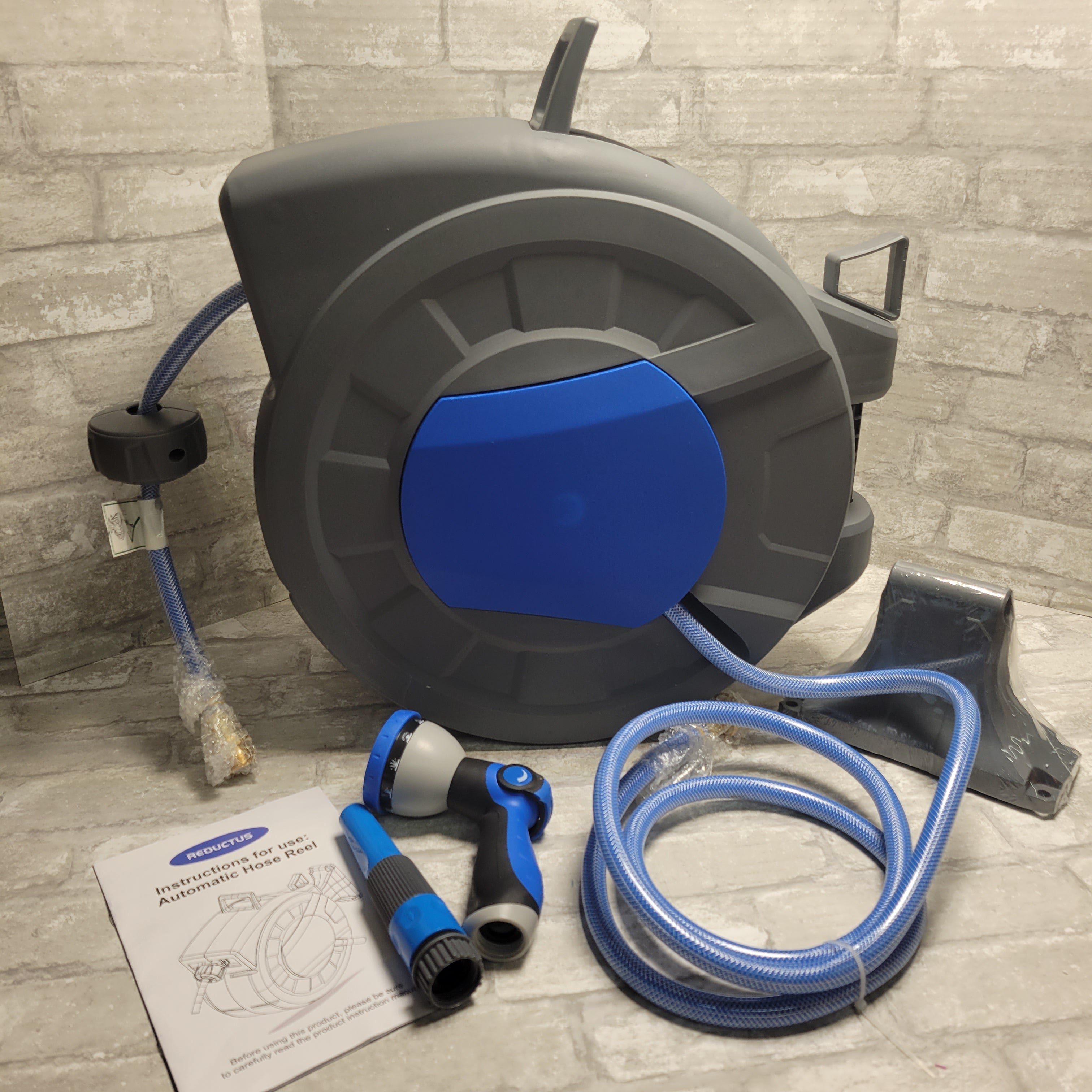 Wall Mounted Retractable Garden Hose Reel with Wall Mount 1/2"×75ft (8086209003758)